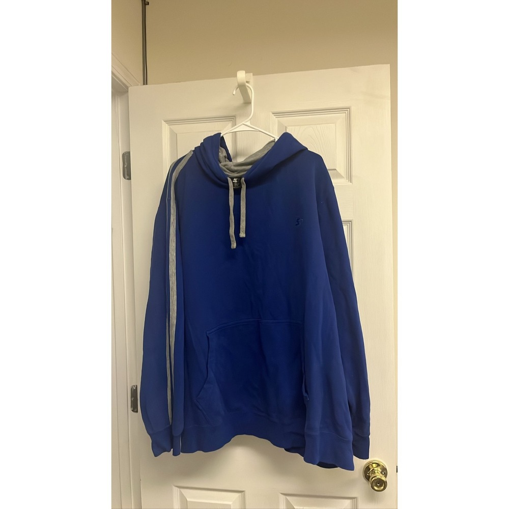 Starter Mens Royal Blue Pullover Hoodie Grey Stripe Long Sleeve Sweatshirt 3XL